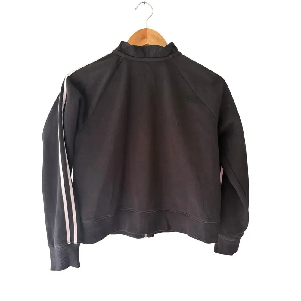 T by Talbots Black Track Jacket | Striped Zip-Up Small Petite